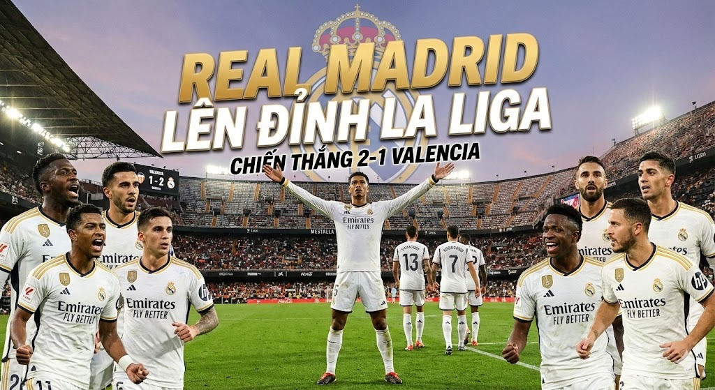 Real Madrid lên đỉnh La Liga: Chiến thắng 2-1 trước Valencia đầy kịch tính