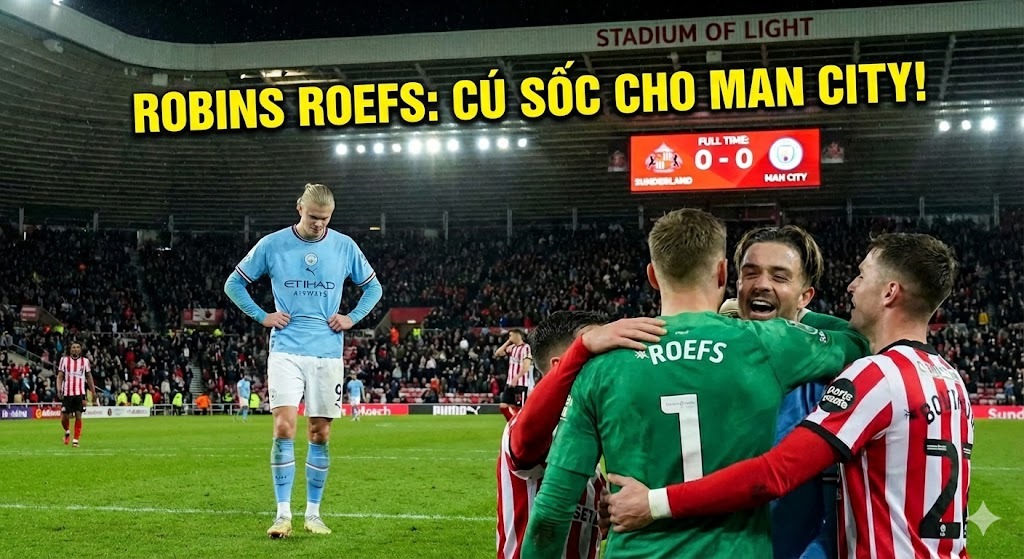 Cú sốc tại Sunderland: Man City bị cầm hòa không bàn thắng, Erling Haaland "tịt ngòi" trước Robin Roefs