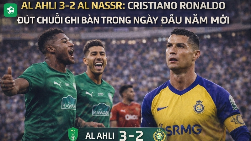 Al Ahli 3-2 Al Nassr: Cristiano Ronaldo đứt chuỗi ghi bàn trong ngày đầu năm mới