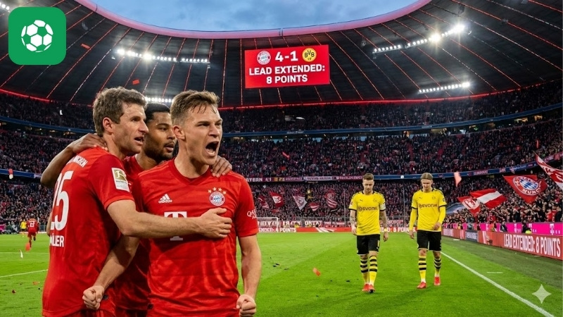 Bayern Munich bứt tốc: Hạ gục Dortmund, nới rộng khoảng cách tại Bundesliga lên 8 điểm