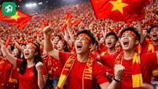 Cổ động viên Việt Nam tạo nên bầu không khí cuồng nhiệt khán đài